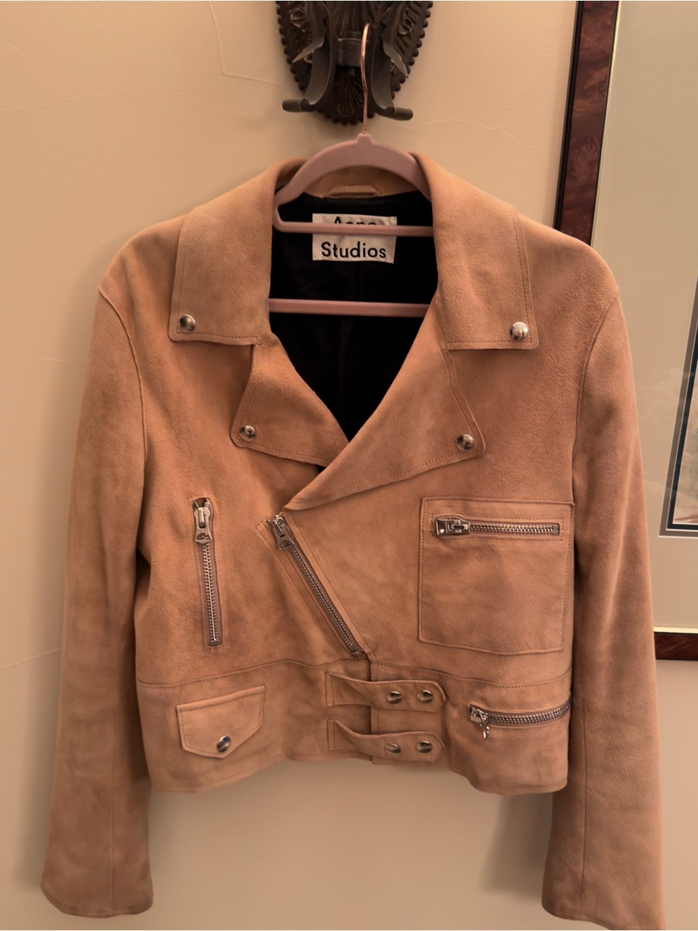 Acne Studios Suede Biker Jacket in Tan